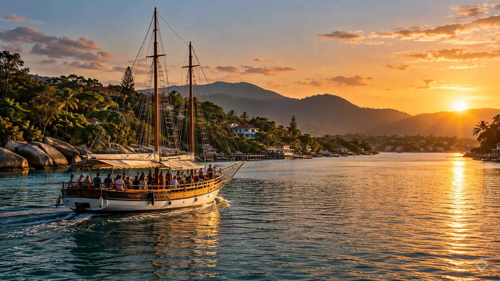 Cena ilustrativa de passeio de barco na Lagoa da Conceição