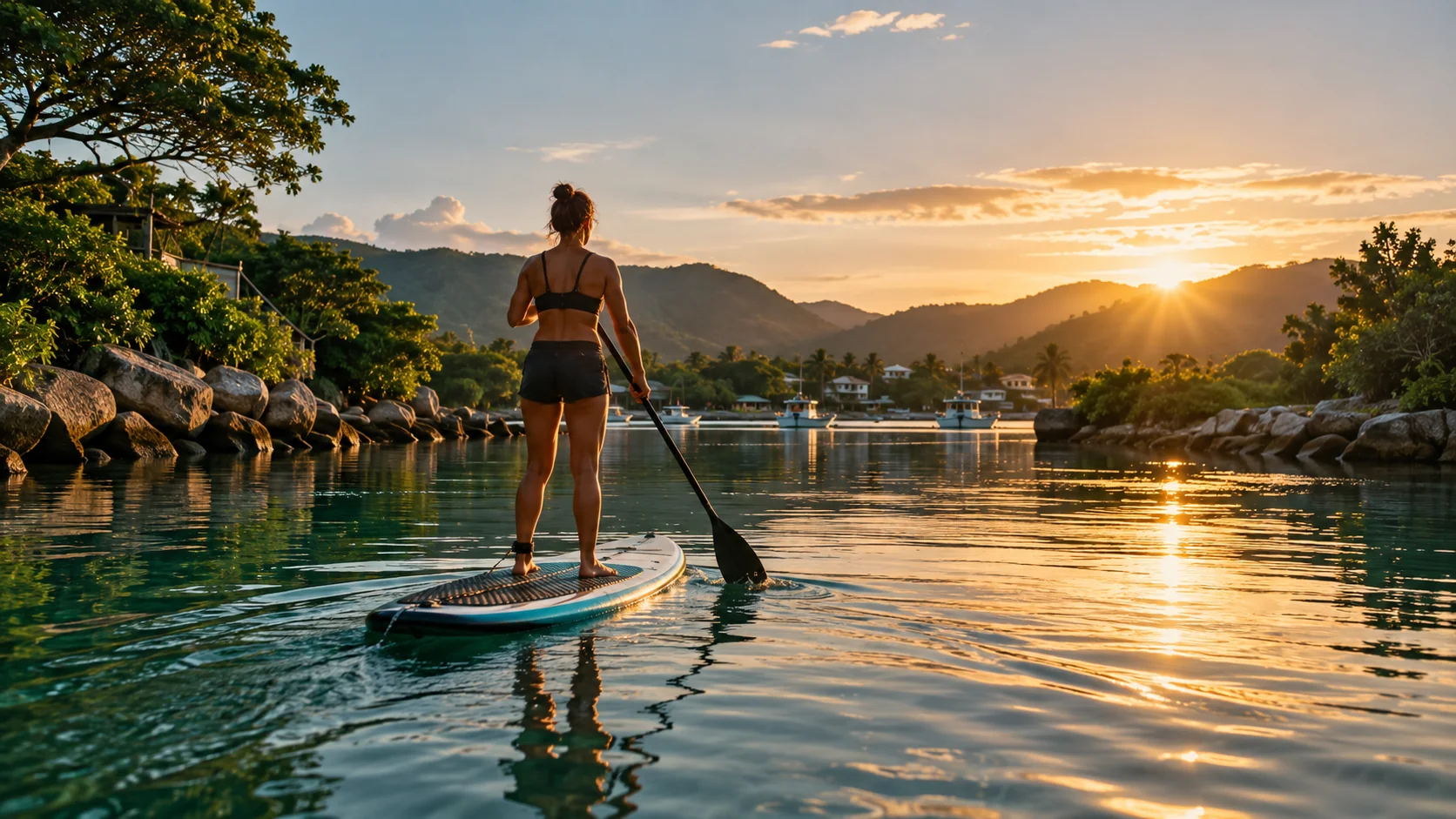 Imagem conceitual de stand up paddle no canal da Barra da Lagoa
